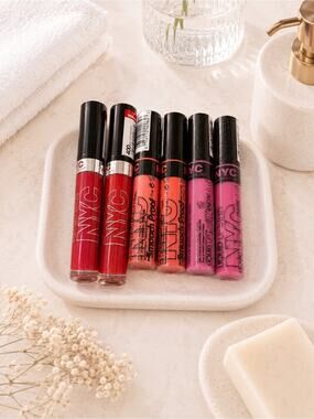 6 NYC Liquid Lipstick lip stain Set - Red, Coral peach , Pink Shades cute bundle